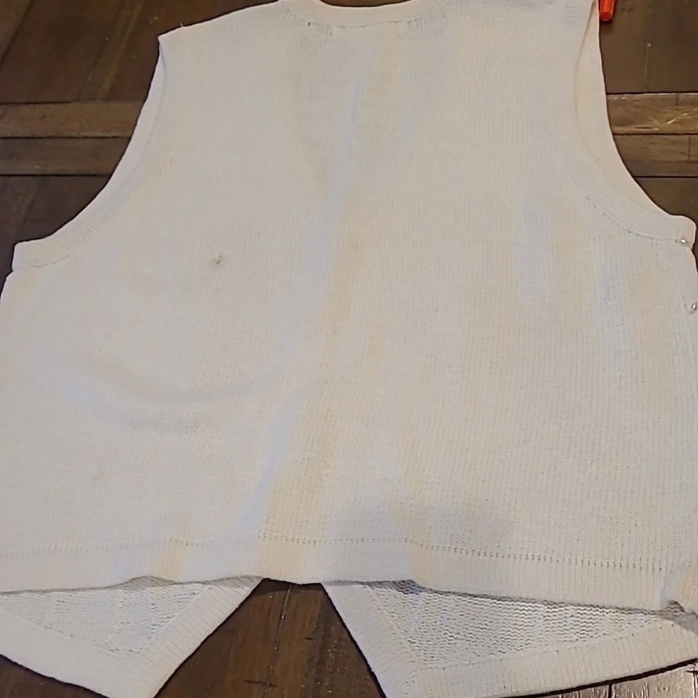 Studio Collection Vintage Ivory Embellished Cardigan Sweater size L - Picture 4 of 5